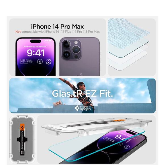 Screen Protector Tempered Glass Scratch Resistance Fits the 14 Pro Max 2 Pack - Picture 2 of 2
